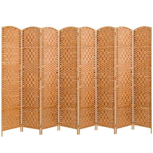 8 Panels Hand Woven Room Divider Begie
