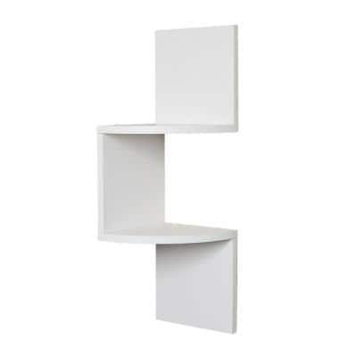 2-Tier Zigzag Corner Shelf Floating Wall-Mounted Shelf