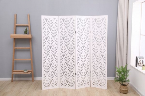 4Panels  Cut  Out  Room  Divider  In  White