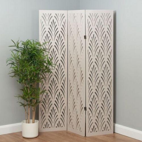 3Panels  Cut  Out  Room  Divider  White
