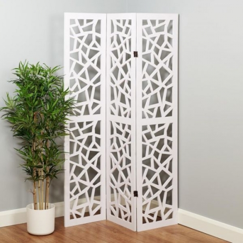 3Panels Cut Out Room Divider In White