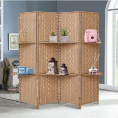 Wicker Room Divider With Display Shelf