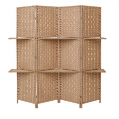 Wicker Room Divider With Display Shelf