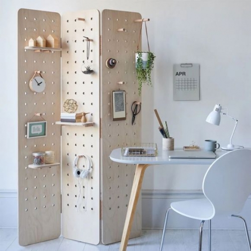 Pegboard Room Divider Folding Screen