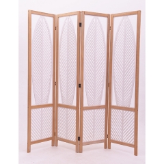 D'Topgrace New Design 4 Panels Leaf Room Divider White