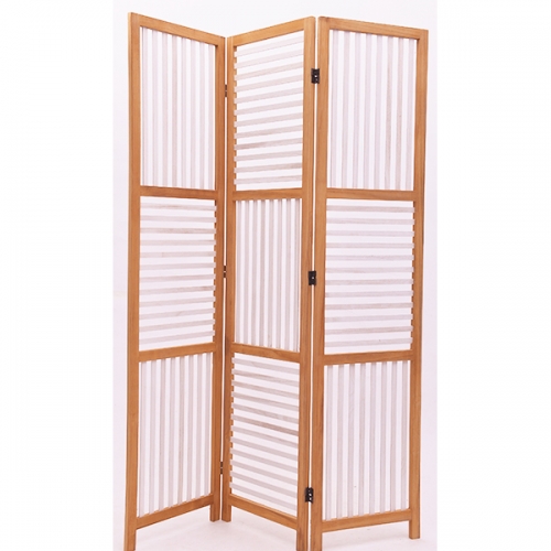 D'Topgrace New Design 3 Panels Stripe Room Divider White