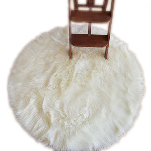 Faux fur rug-round