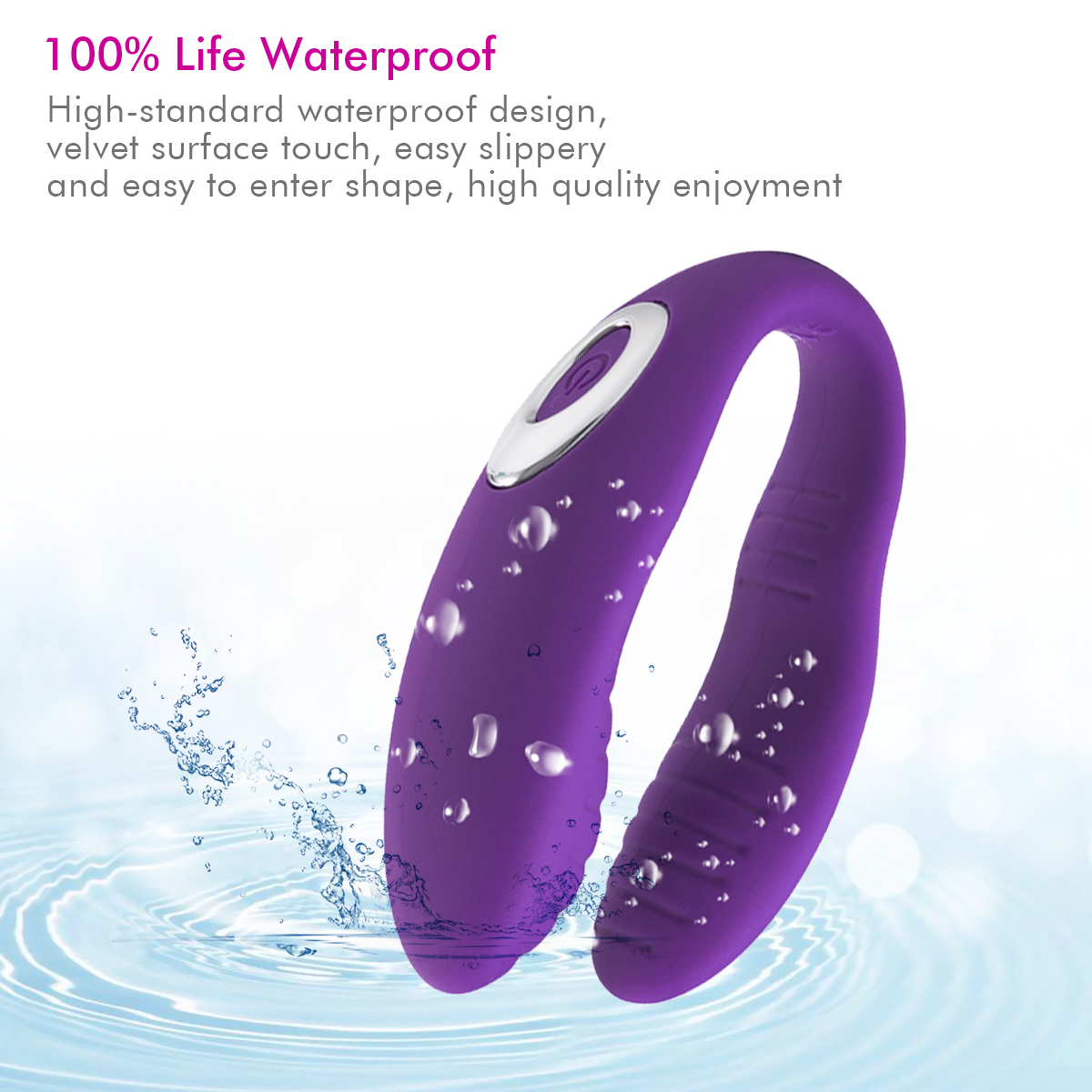 Silicone U shape Waterproof Couple Clamp USB Rechargeable Vibrator