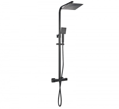 Thermostatic Shower Rail Chrome Square Matte Black