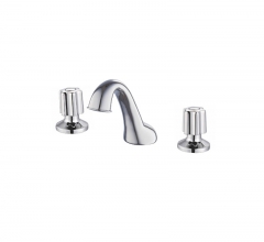 Sanitary Ware 3 Holes Two Handle Deck Mounted Basin Mixer Tap Faucet