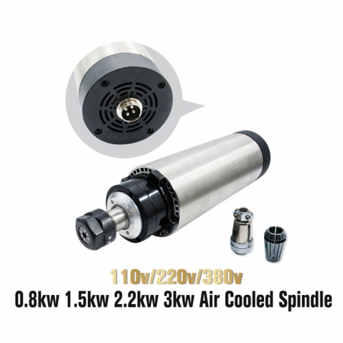 0.8kw / 1.5kw / 2.2kw / 3kw Air Cooled Spindle 4 pcs Bearings 24000rpm Wood Working Spindle Motor Air Cooling 400Hz
