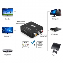 Mini RCA compuesto CVBS AV a HDMI Video Audio Converter