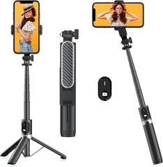 Bluetooth selfie stick with telescopic tripod