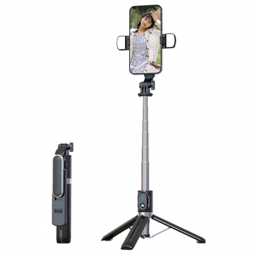 Bluetooth selfie stick with telescopic tripod