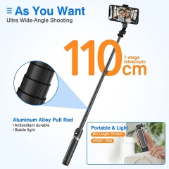 Bluetooth selfie stick with telescopic tripod