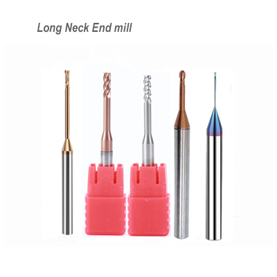 Long neck end mills 2F 4F