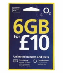 O2 英國 30日4G/3G 6GB+本地無限通話 上網卡 電話卡