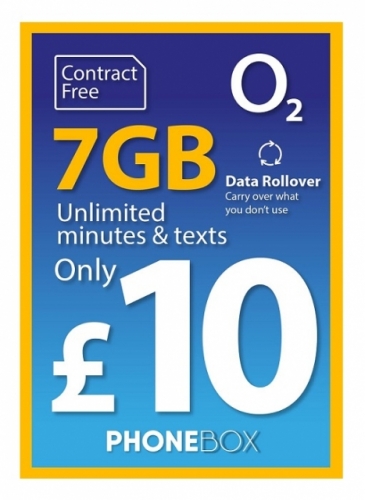 O2 英國30日4G/3G 7GB+無限通話 上網卡 電話卡