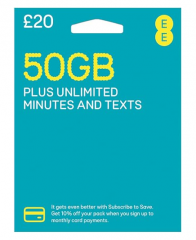 【英國 EE 】4G 英國30日50GB 無限通話 （可充值循環使用）官網£20套餐