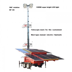 Torre de luz solar montada en remolque