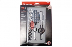 Husky 25pc 1/4" Dr Multi-purpose Bits & SAE Imperial Socket T Handle Ratchet Drive