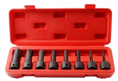 8pc Cr-Mo 1/2” Dr. 75mmL Hex Allen Impact Socket Bits Set:5-6-8-10-12-14-17-19mm