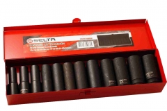 Selta Taiwan 12pc 1/2" Dr 6pt Cr-Mo 78mm Long Deep Air Impact Socket:10-24mm