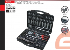 Selta Taiwan 150pc 1/4"-3/8"-1/2" Dr. 6PT Reg. Deep & Female E-Star Socket & Bits Set