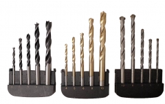 15pc 4-10mm Drill Bits Set: 5pc HSS Steel+5pc Masonry+5pc Woodworking Drillbits