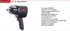 Selta Taiwan Heavy Duty 3/4" Dr 1500Ft-Ib/2034nm Air Impact Wrench Truck Vehicle