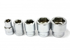 5pc 3/8" Dr Twist Socket Bolt Extractor Set Stud Nut Metric Size: 8mm 10mm 13mm 17mm 19mm