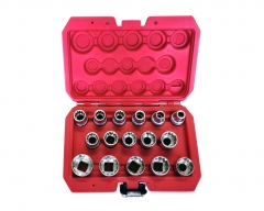 16pc Cr-V 8-24mm 1/2" Dr. 12PT Female Spline Multi-Tooth Gear Lock Profile All-in-One Universal Socket Set