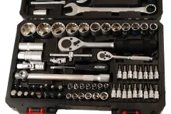 82pc 1/2" & 1/4" Dr. Socket, Bits & Spanner Kit Ratchet Handle Joint Taiwan Made