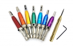 8pc Self Centering Hinge Tapper Core Rainbow Color Drill Bit+Punch Set for Woodworking Adjustable Door Window