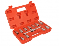 12pc 3/8" Dr. Universal Drain Sump Plug Key Set: Hex Bits+Square Head Socket