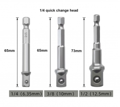 Power Driver Adaptor Extension Bar Drill Bits Socket Holder Adapter Option: 1/4"-3/8"-1/2"-3pc Set