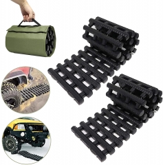 2pc Heavy-Duty Rubber Non-Slip Traction Aid Roll Mat Recovery Track Pad, Portable Emergency Devices for Car Truck Vehicle Snow Ice Mud