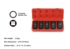 1/2" Dr Cr-Mo 12PT Double Hex 78mmL Deep Impact Socket Set