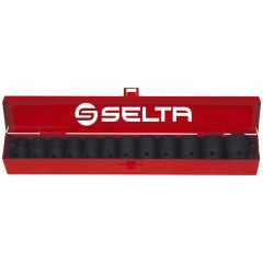 Selta Taiwan 12pc 1/2" Dr 6pt Cr-Mo Regular Air Impact Socket Set:10-24mm