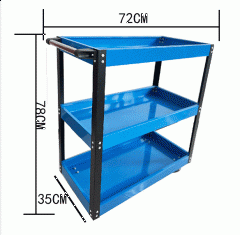 720*350*780mm 3-Shelf Tier Utility Cart Tool Trolley Garage Tool Storage