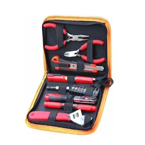 17pc DIY Home Tool Kit: Pliers, Shifter, Ratchet Driver, Bits, Utility Knife etc