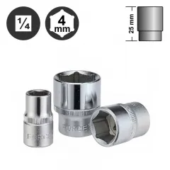 Force 2281-5 27pc 1/4" Dr. 6pt Flank Metric Socket & Accessories Set: Ratchet Handle, Socket, Extension, Hex Bits, etc.