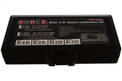 Force 2281-5 27pc 1/4" Dr. 6pt Flank Metric Socket & Accessories Set: Ratchet Handle, Socket, Extension, Hex Bits, etc.