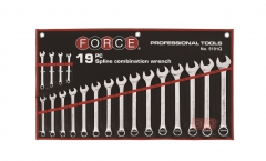 Force 5191Q M6-M24 19pc Female Spline Open Combination Wrench Set