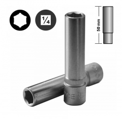 Force 1/4" Dr. 6pt/12pt 50mmL Flank Deep Socket Metric & Imperial Size Options