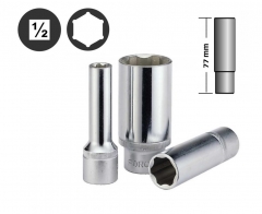 Force 1/2" Dr 6PT Flank 77mmL Deep Socket Metric Imperial Size