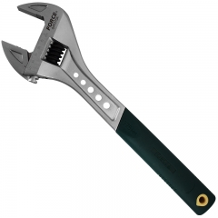 Force 649A Wide Mouth Adjustable Wrench with Soft Grip Handle Gauged Jaw Shifter