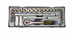 Force T3322-15 / T3322-24 3/8" Dr. 6PT Flank Metric SAE Imperial Socket & Accessories 32pc Set