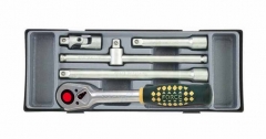 Force T4057-15 5pc 1/2" Dr. Socket Accessories Set: Ratchet Sliding T Handle, Extension Bar Universal Joint