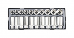 Force T4203 20pc 1/2" dr. 6pt. Flank 20-32mm Regular & Deep Socket Set